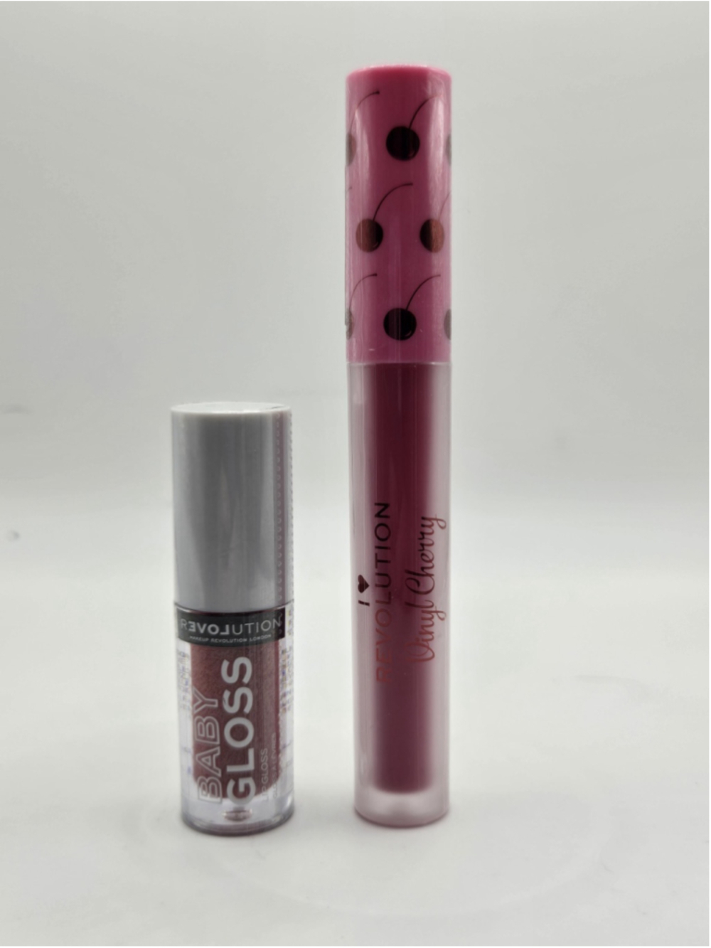 Revolution Lip Gloss Lot of 2 Baby Gloss Babe & Vinyl Cherry Cherryade New...